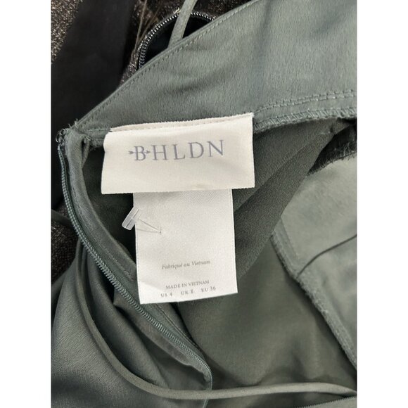 BHLDN Antropologie Women Remy Cowl-Neck Faux-Wrap Satin Gown Green Dress Maxi 4 - Picture 6 of 14